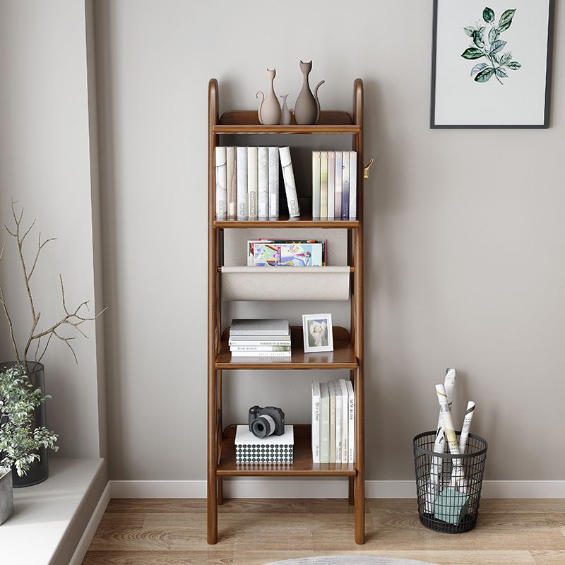 Modern Ladder Bookshelf Wooden Open Back Bookcase for Study Room