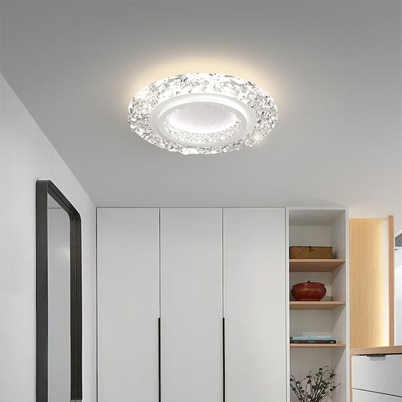 Circular Flush Mount Fixture Modern 1 Light Flush Light for Living Room