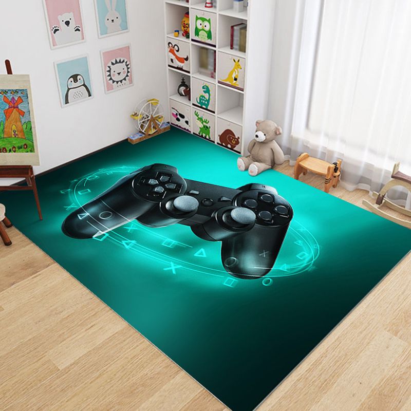 Black Game Controllers Rug Polyeter Modern Rug Washable Rug for Drawing Room