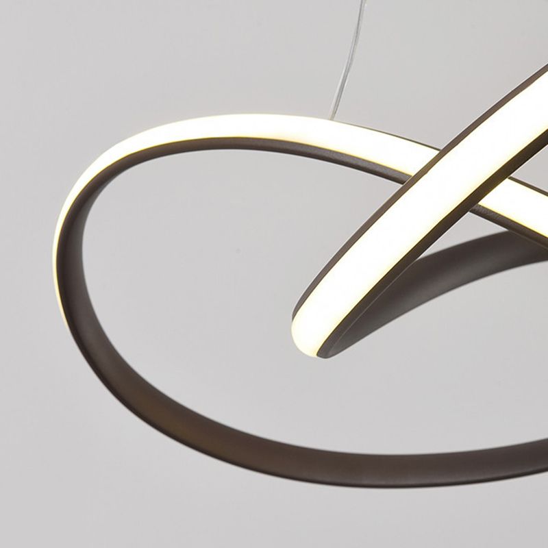 Silicone Linear LED Hanging Lamp in Modern Simplicity Lacquered Aluminium Chandelier for Dining Room