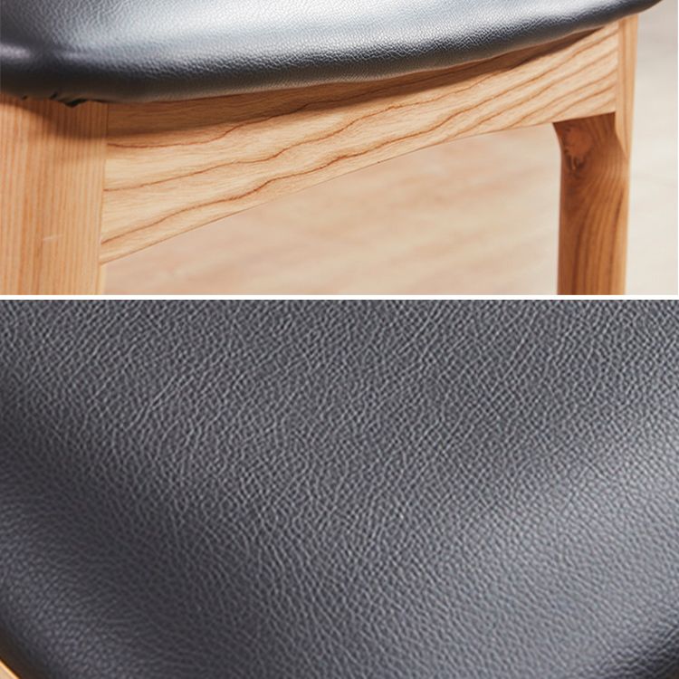 Contemporary Style Real Leather Dining Chairs Open Back Dining Side Chair