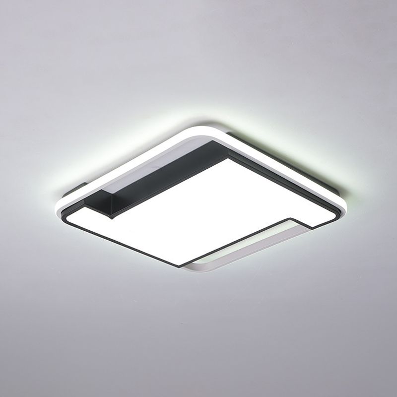 18"/22" Wide Geometry Flush Light Fixture Modern Acrylic Black/White LED Flush Mount Lamp for Bedroom