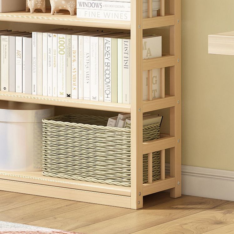 Modern Solid Pine Wood Bookcase, Natural, Open Bookshelf for Living Room
