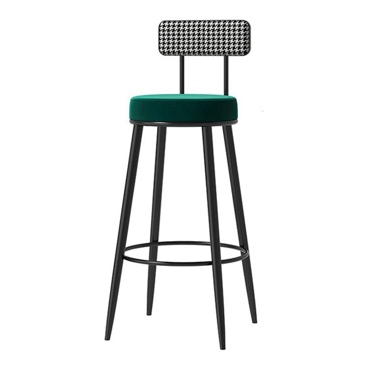 Scandinavian Matte Finish Velvet Barstool Footrest Coffee Shop Stool