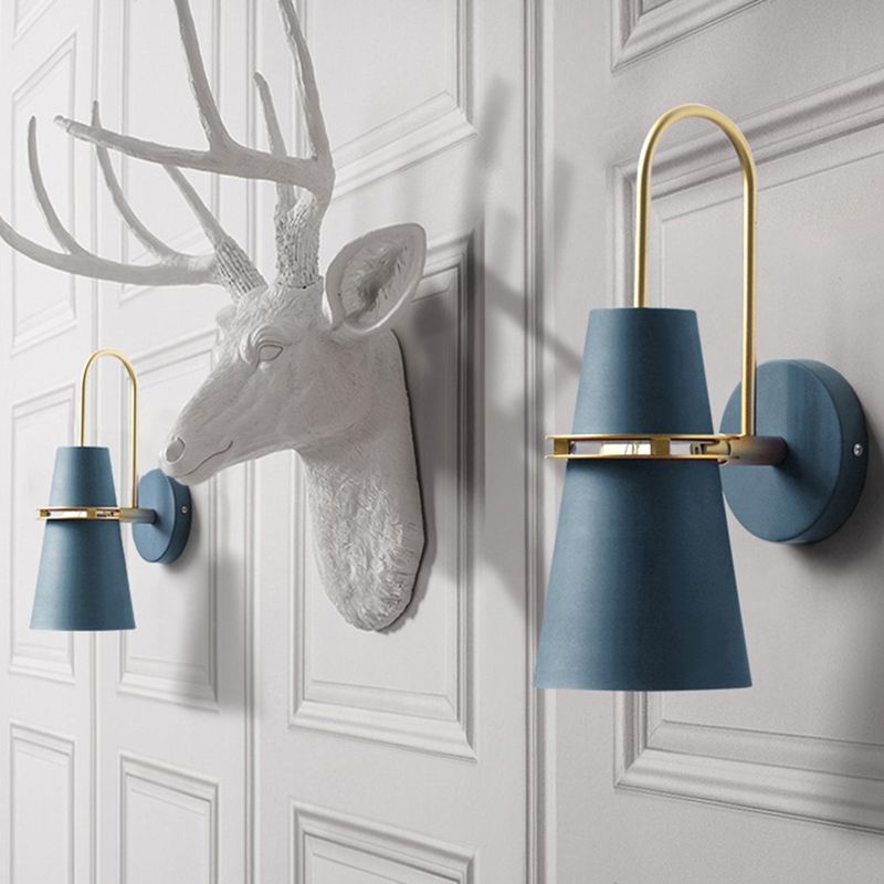 1 Light Metal Wall Light Fixture Modern Tapered Wall Sconces Lighting Fixtures for Bedroom