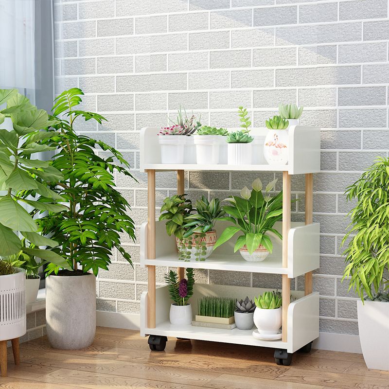 3-Shelf Manufactured Wood Etagere Bookshelf with Caster Wheels