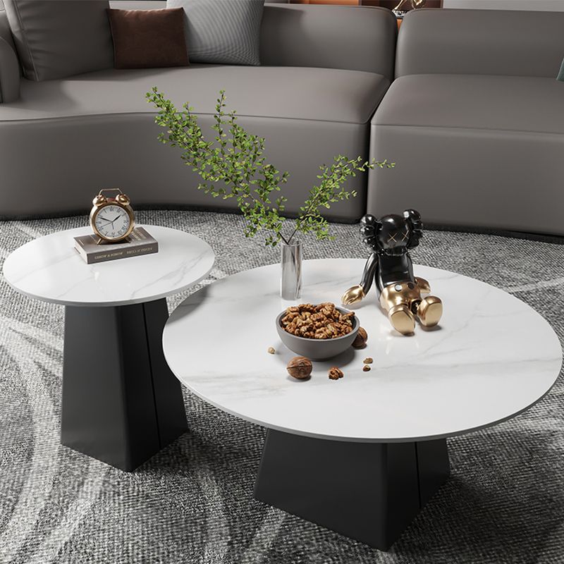 Contemporary with Casters Coffee Table Slate Pedestal Cocktail Table