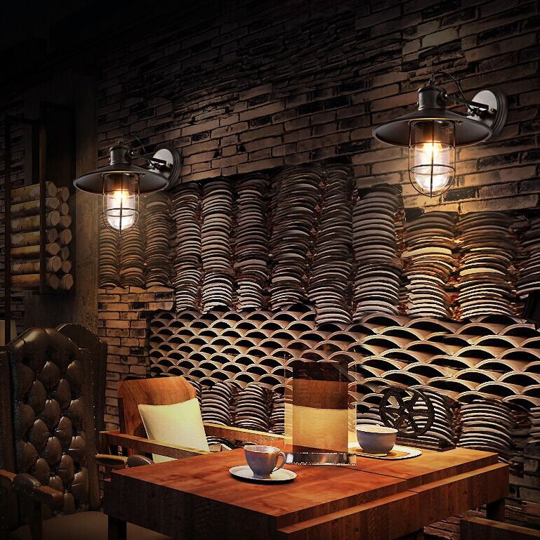 Lampada a parete in gabbia in gabbia in stile industriale 1 illuminazione montata a parete in nero