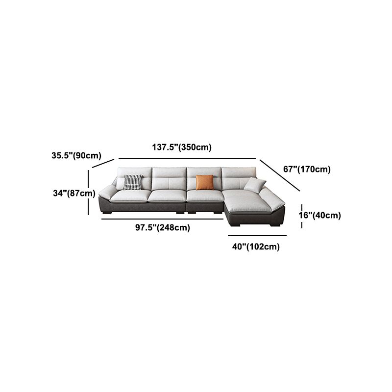 Flared Arm Sofa in White Stain/Water Resistant Sofa & Chaise