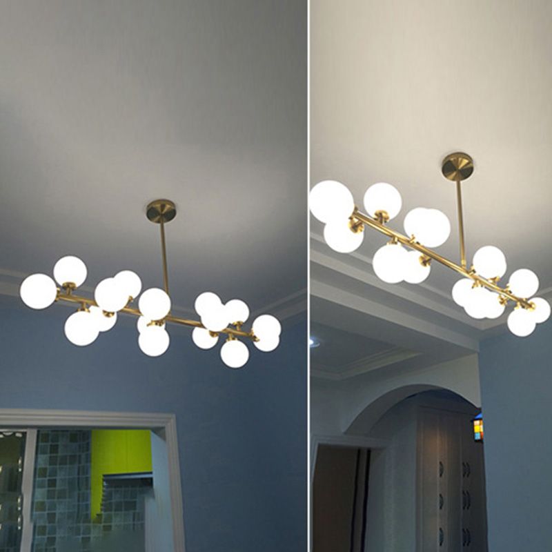 Luce a soffitto sferico dell'isola contemporanea in vetro oro isola a sospensione Luce