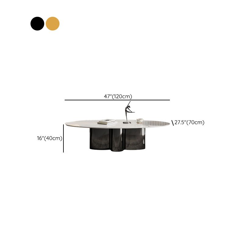Abstract Cocktail Table Glam Oval Slate Top Coffee or End Table