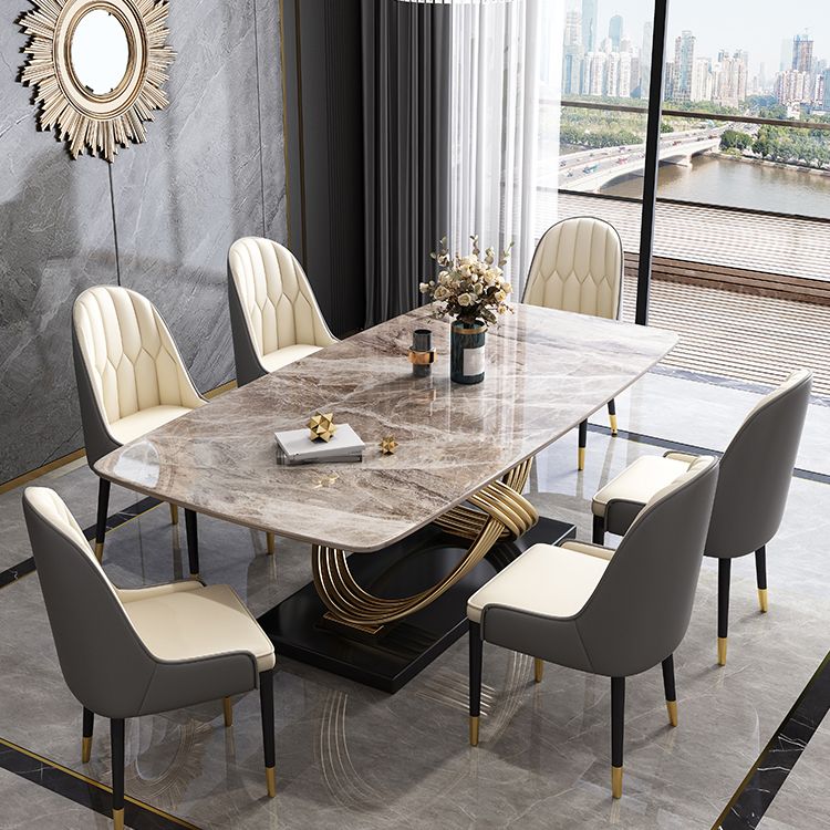 Mesa de comedor rectangular de lujo tradicional muebles de acero inoxidable para interiores