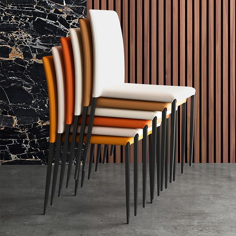 Silla de comedor de estilo moderno, sillas laterales sin brazos con patas de metal para cocina