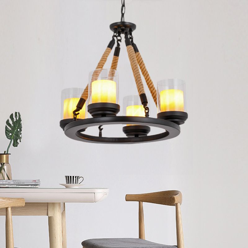Wagon Wheel Metal Chandelier Light Rustic Style 6/8/10 Lights Dining Room Hanging Light in Black