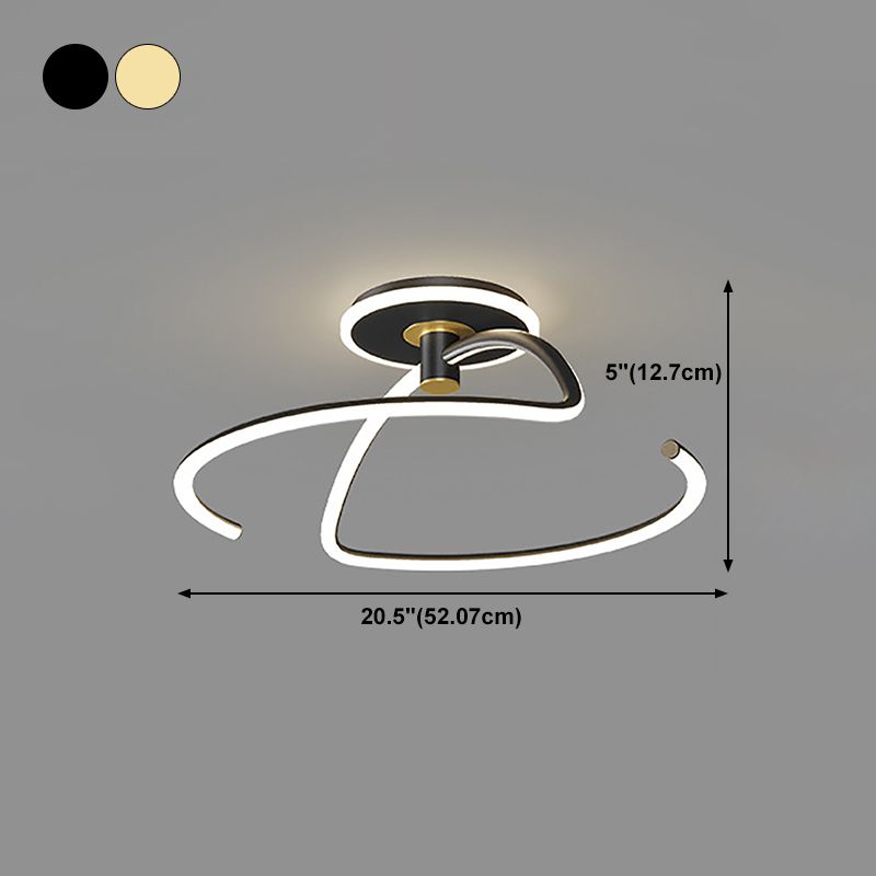 Moderner Stil Linearer Form Deckenlampe Metall 2 Licht Deckenleuchte für Esszimmer