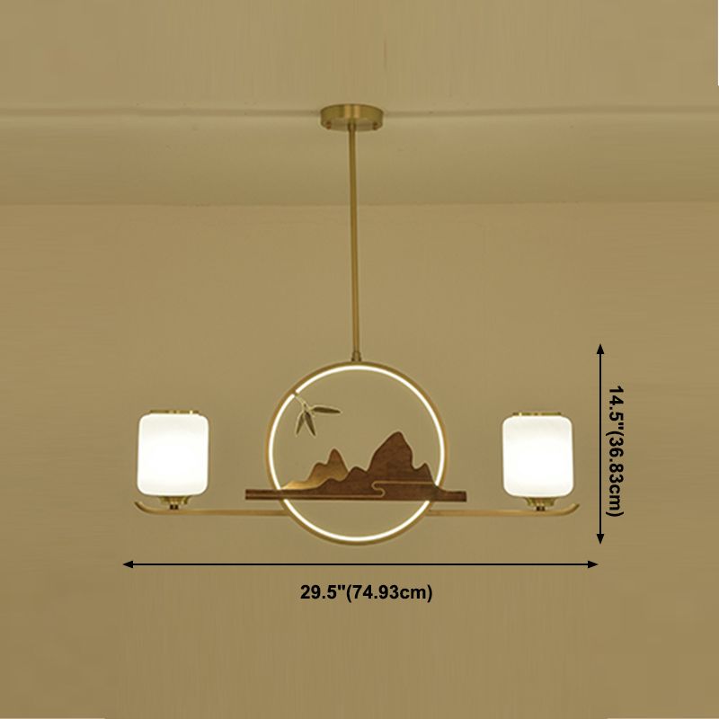 Moderne hanglampcilinder Witglas eiland hanglampen voor kookeiland