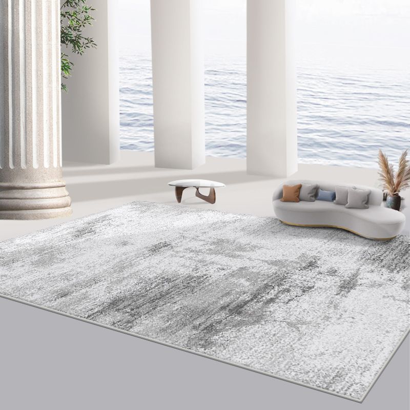 Stylish Grey Tye Dye Carpet Polyester Modern Area Rug Anti-Slip Washable Rug for Home Decor