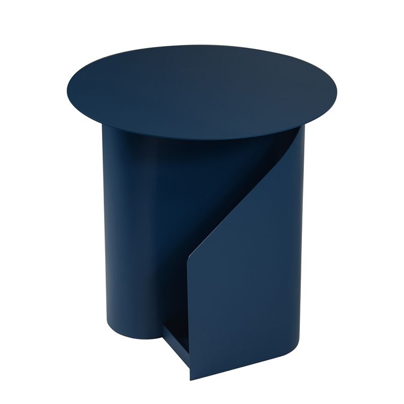 Contemporary Accent Side Table Iron Abstract with Storage Living Room Round