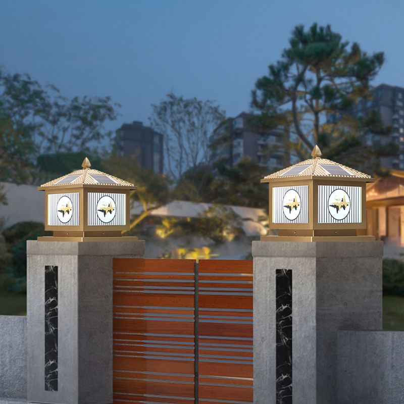 Modern Metallic Pillar Light Creative LED Solar Lighting Fixture for Garden