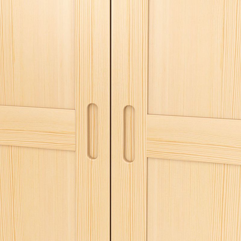 Solid Wood Kid's Wardrobe Country Light Wood Armoire Closet with Adjustable Shelves