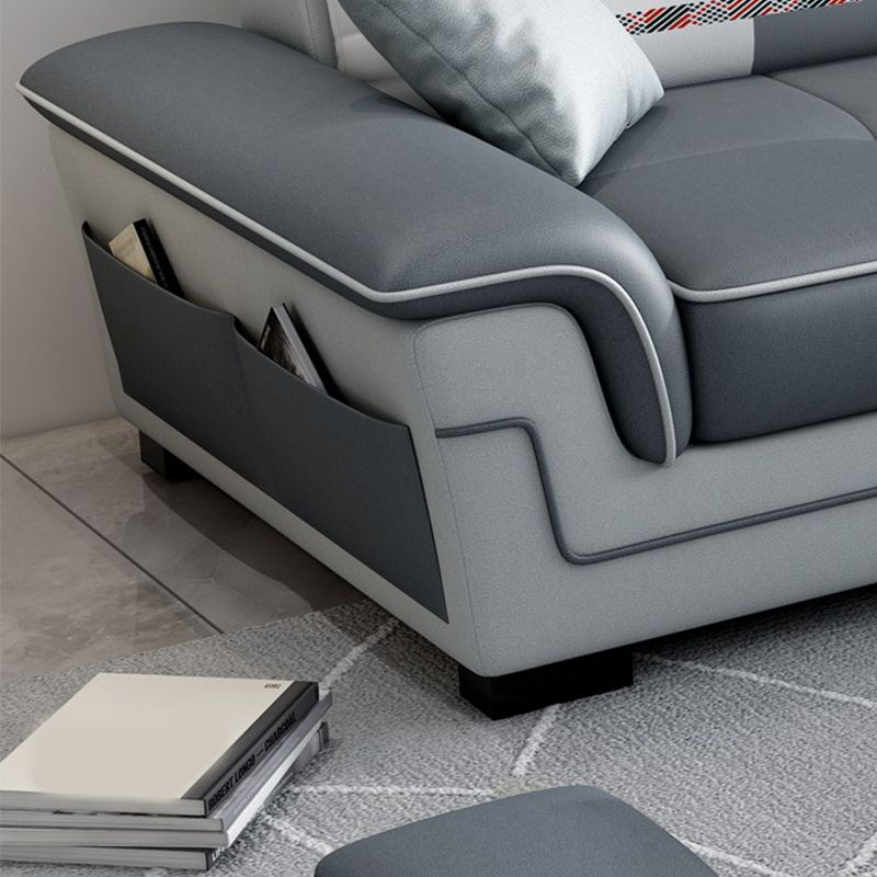 82.68"D x 33.46"W x 35.43"H Pillow Top Arm Cushion Back Sectionals with Ottoman