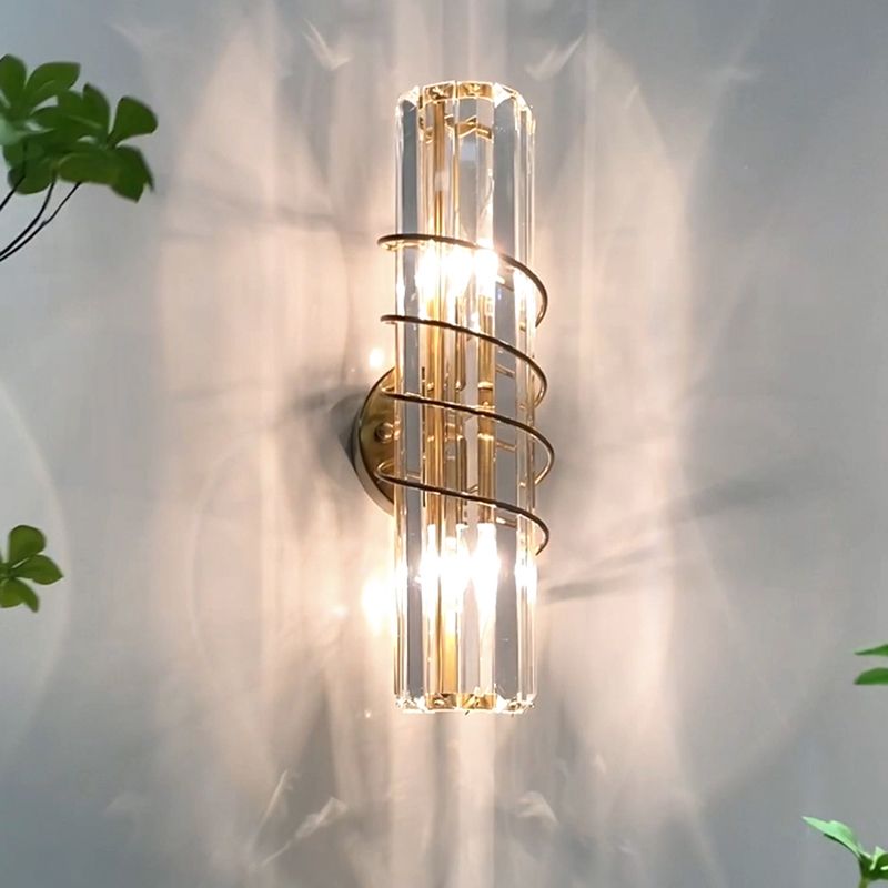 Postmodern Style Crystal Wall Sconce Light Living Room Hallway Wall Lamp in Gold