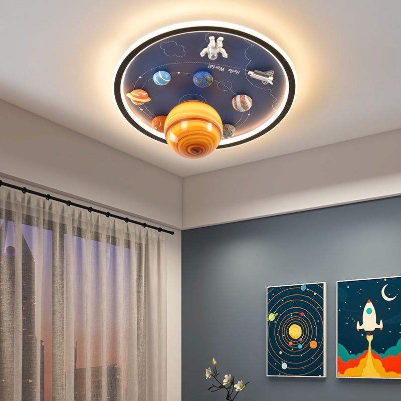 Blue Kids Flush Mount Light Resin LED Ceiling Mount Light Fixture for Children's Room