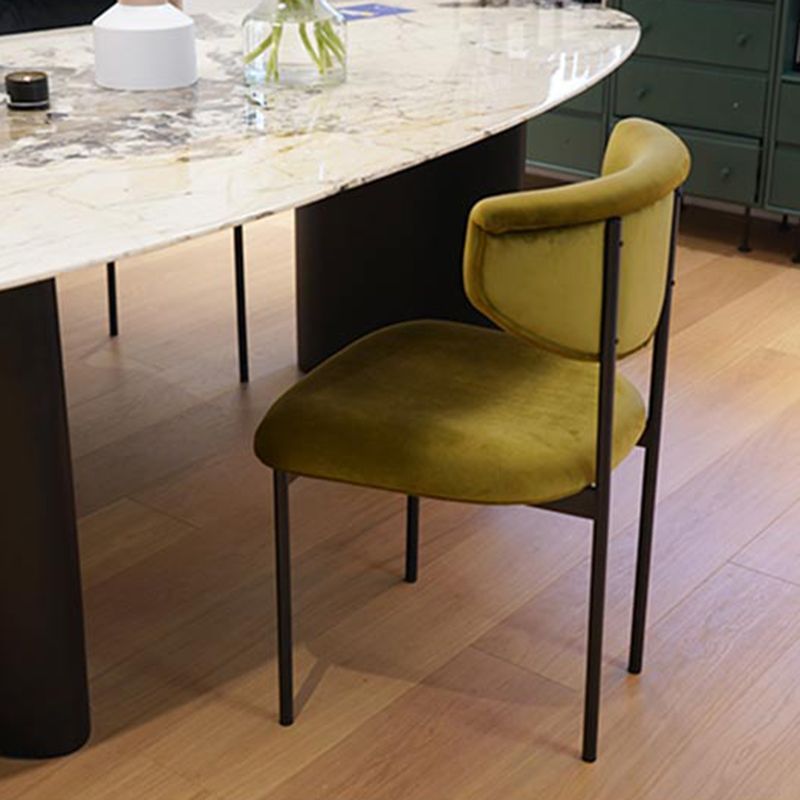 Chaise d'appoint de salle à manger moderne, chaises de salle à manger sans accoudoirs à dossier ouvert avec pieds en métal