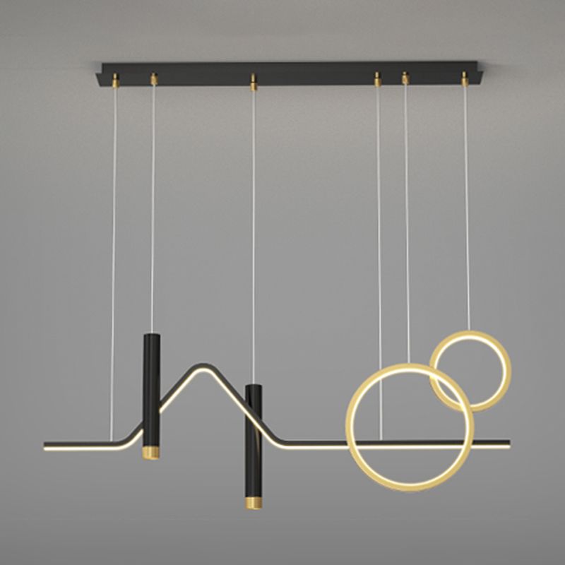 Geometric Contemporary Island Lighting Metal Island Ceiling Light in Black and Gold