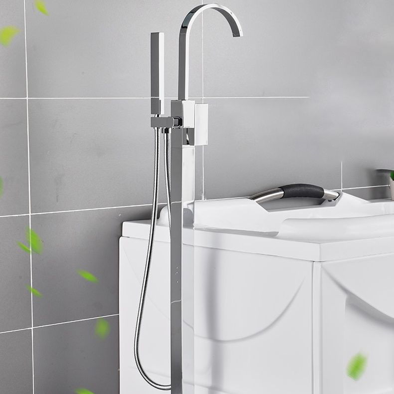 Floor Mounted Freestanding Tub Filler Metal High Arc Freestanding Bathtub Faucet