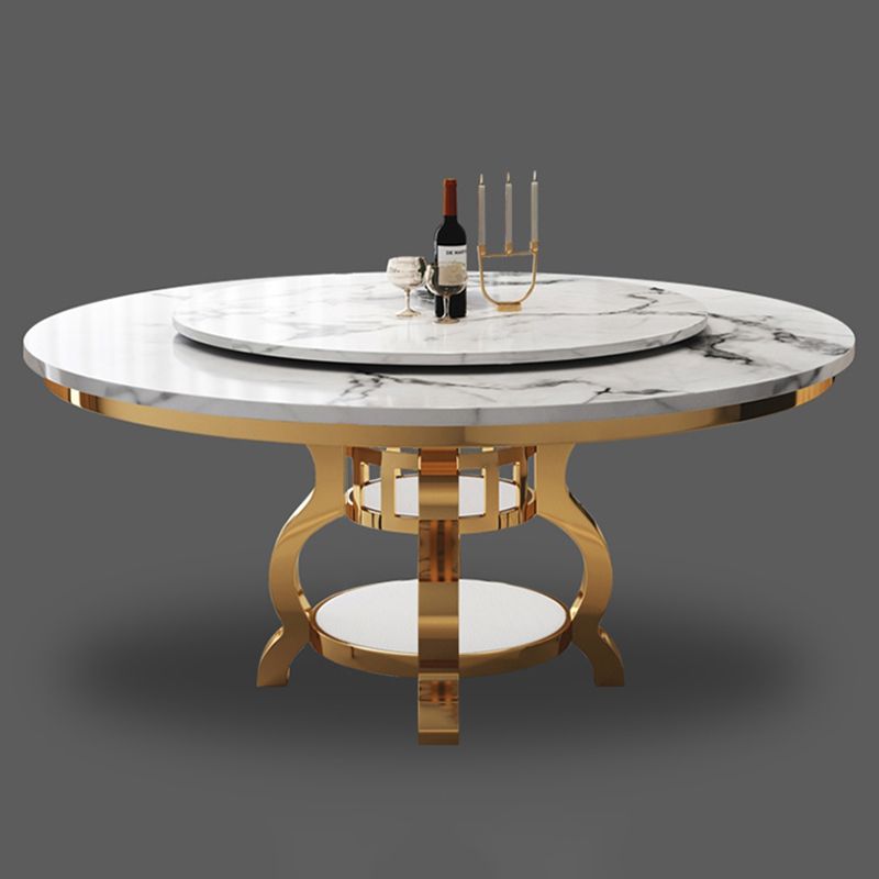 Luxury Style Marble Dining Table Single Pedestal Base Round Table for Home