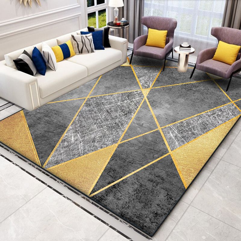 Grey Modern Rug Blended Graphic Rug Non-Slip Backing Rug for Home Decor