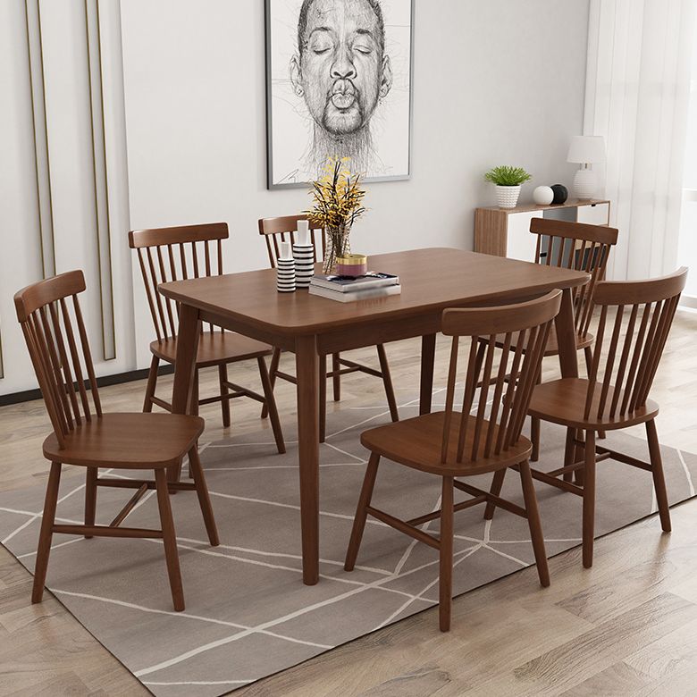 Modern Khaki Rectangle Shape Dining Set Solid Wood Standard Dining Set for Kitchen