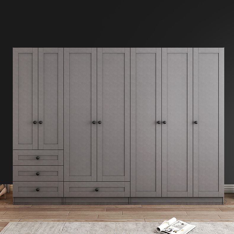 Contemporary Grey Wardrobe Armoire Engineered Wood Wardrobe Closet