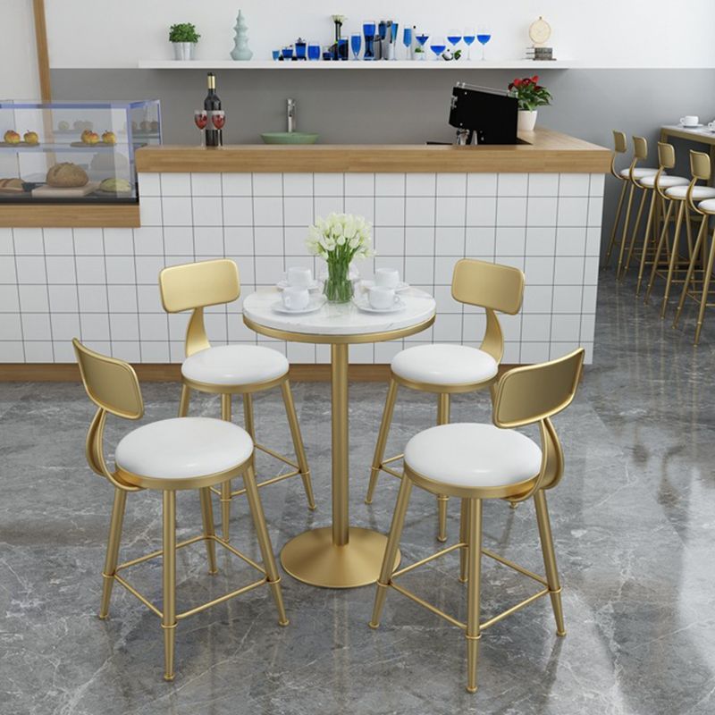 Glam Pub Table Pedestal Faux Marble Bar Table for Indoor and Breakroom