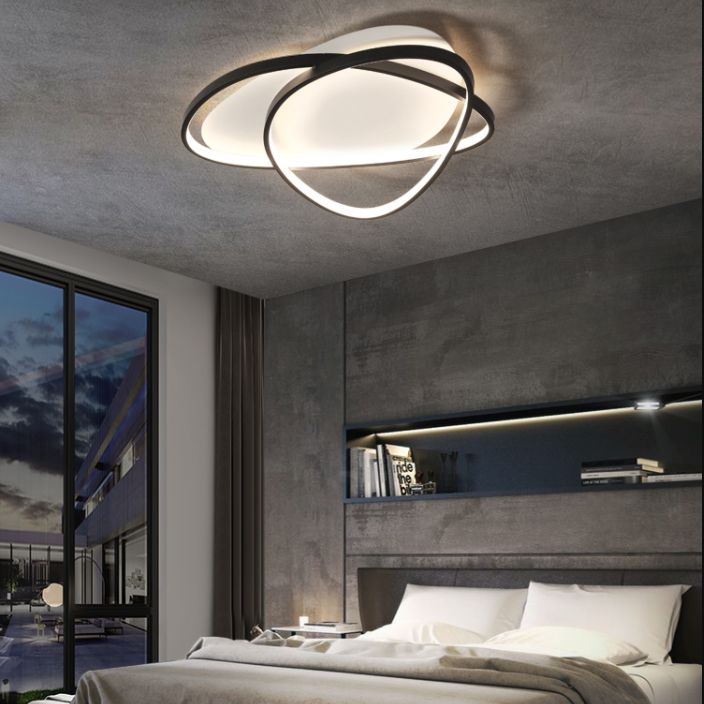 Montaggio semifulto a LED in bianco e nero in stile moderno a soffitto oblungo in stile minimalista con ombra acrilica