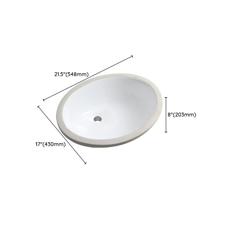 Modern Porcelain Bathroom Sink Undermount Bathroom Sink in White(Not Including Faucet)