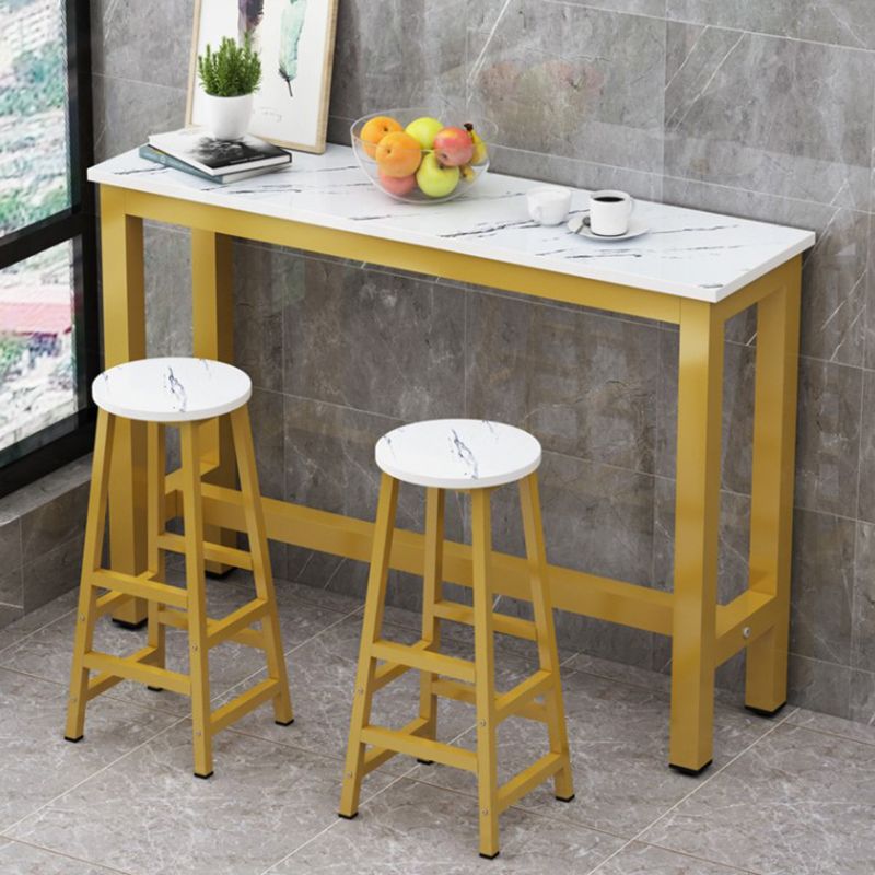 Manufactured Wood Rectangle Pub Table with Metal Frame for Living Room