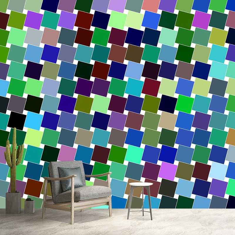 Illustration House Interior Wall Mural Mildew Resistant for Sitting Room