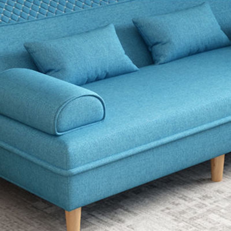 Contemporary Sofa with 2 Pillows Sleeper Recessed Arm Seating