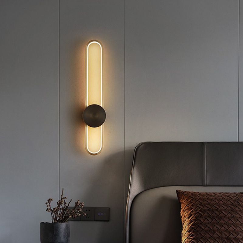 Oval Wall Lighting Fixture Modern Style LED Metal Wall Mounted Lighting for Living Room