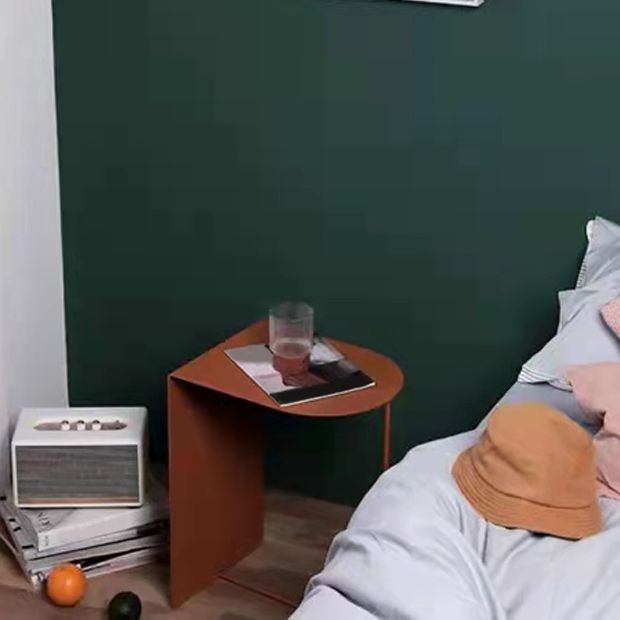 Rectangular Metal Table with Abstract Base Design mid-century Modern Style Side Table