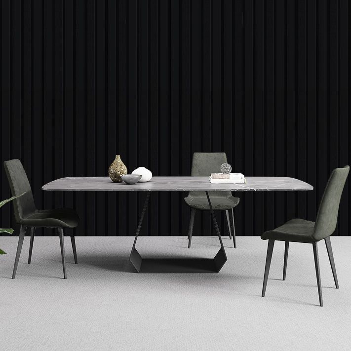 Rectangular Sintered Stone Dining Table Modern Dining Table with Metal Base