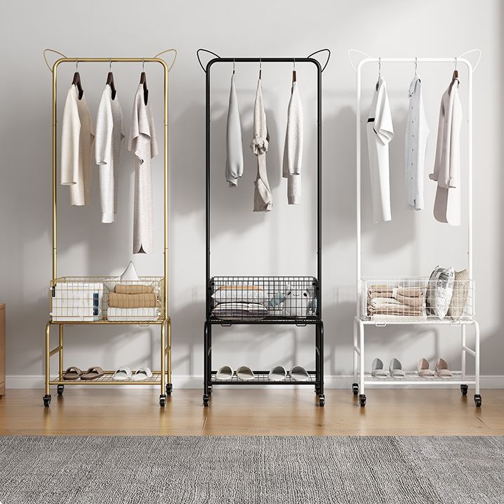 Contemporary Style Wardrobe Metal Open Wardrobe with Wheels for Home