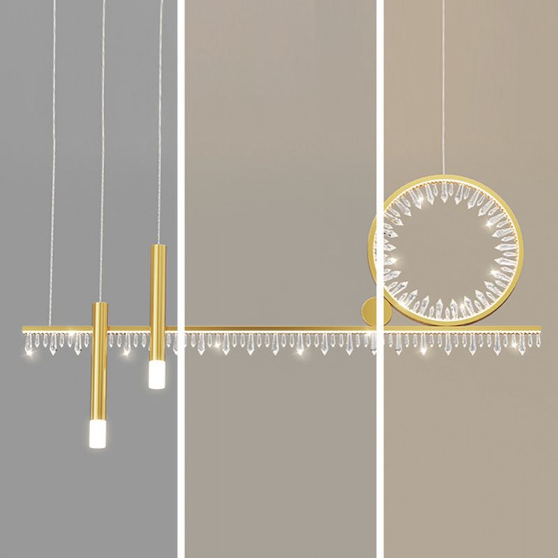 Crystal Linear Island Lamp Simplicity LED Suspension Light for Dining Room
