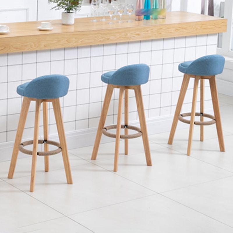 Contemporary Wood Stool Fabric Cushion in Matte Finish for Indoor