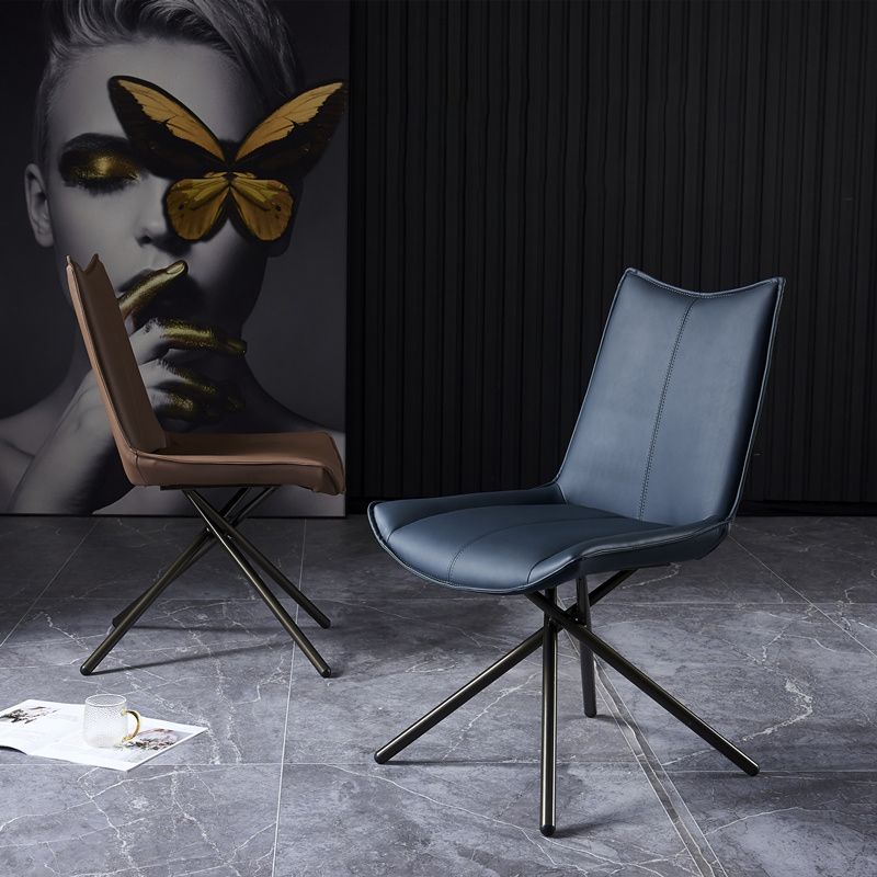 Chaise de salle à manger à dossier solide en cuir moderne (Ensemble de 2)