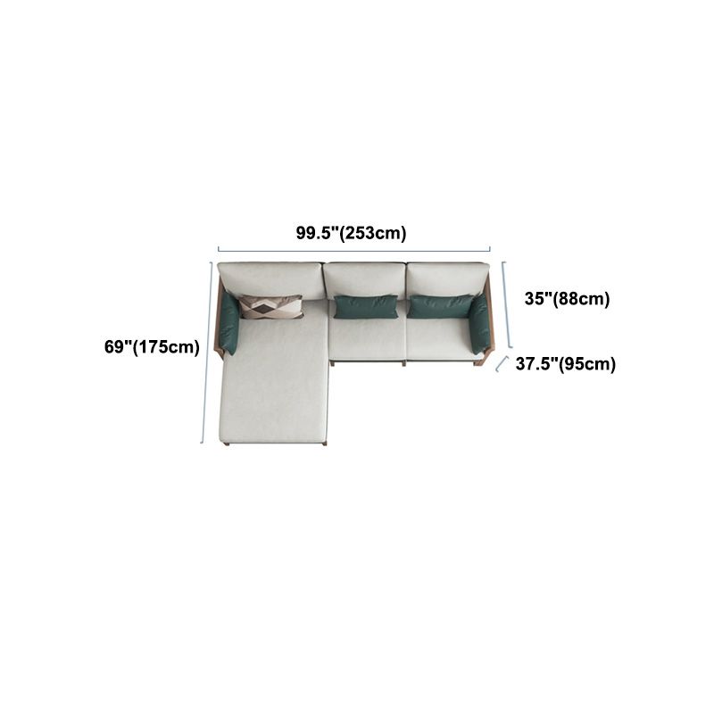 Contemporary Stationary Linen Square Arm Cushion Back Sofa & Chaise