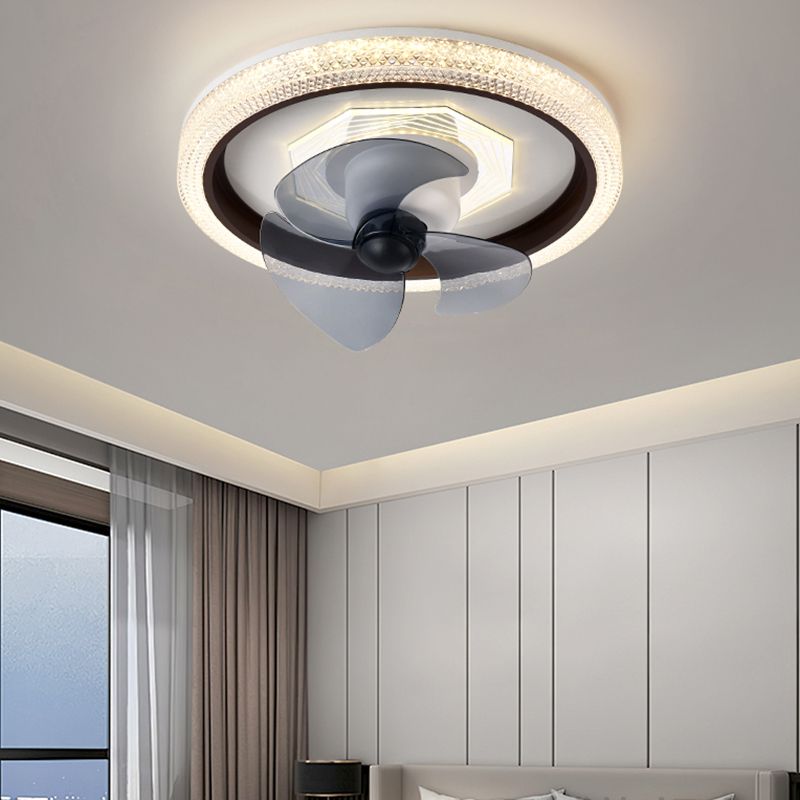 Modern Style Round Shape Ceiling Fan Lamps Metal 2 Light Ceiling Fan Lighting for Bedroom