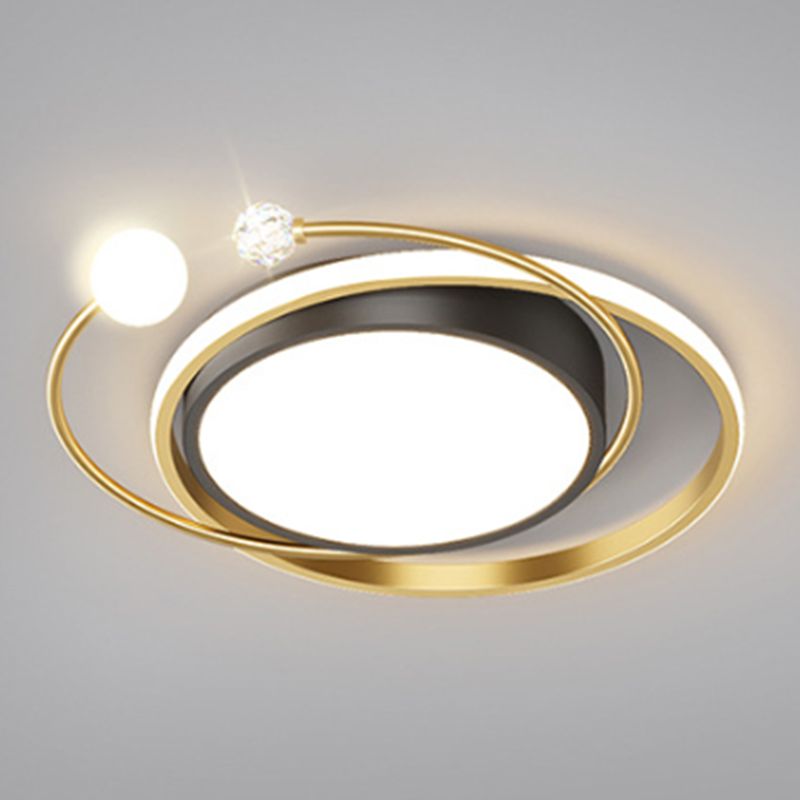Geometric Flush Mount Fixture Contemporary Metal Ceiling Light in Black